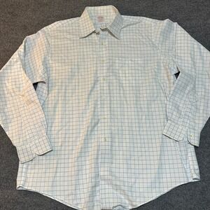 Brooks Brothers Mens 17 36 Non-Iron Supima Cotton Dress Shirt Blue White Check